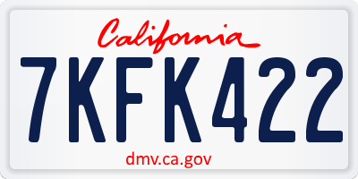 CA license plate 7KFK422