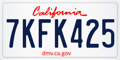 CA license plate 7KFK425