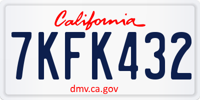 CA license plate 7KFK432