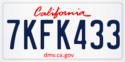 CA license plate 7KFK433