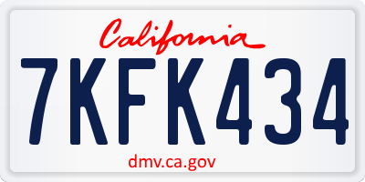 CA license plate 7KFK434
