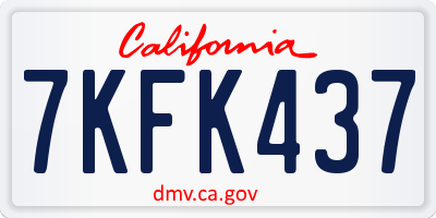 CA license plate 7KFK437
