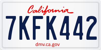 CA license plate 7KFK442
