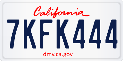 CA license plate 7KFK444
