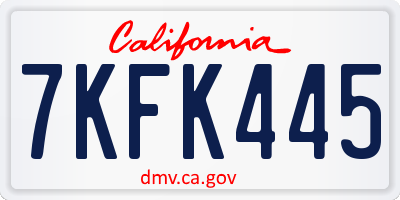 CA license plate 7KFK445