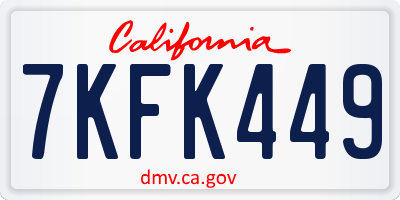 CA license plate 7KFK449