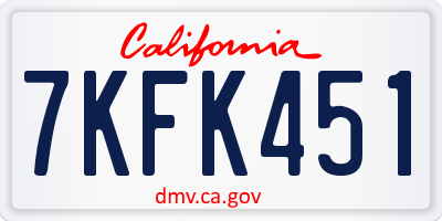 CA license plate 7KFK451