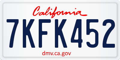 CA license plate 7KFK452