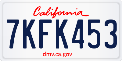 CA license plate 7KFK453