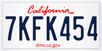 CA license plate 7KFK454