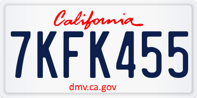 CA license plate 7KFK455