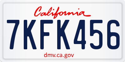 CA license plate 7KFK456