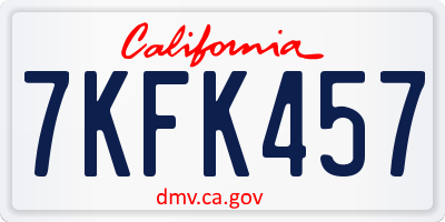 CA license plate 7KFK457