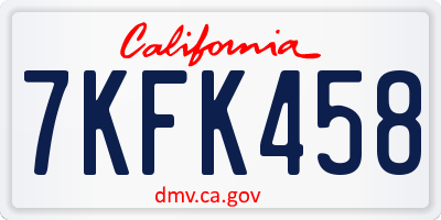 CA license plate 7KFK458