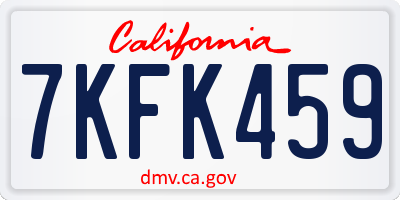 CA license plate 7KFK459
