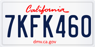 CA license plate 7KFK460