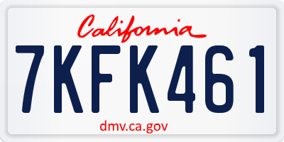 CA license plate 7KFK461
