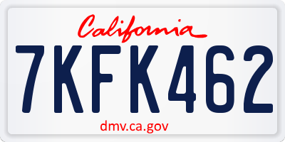CA license plate 7KFK462