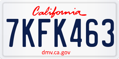 CA license plate 7KFK463