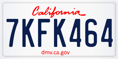 CA license plate 7KFK464