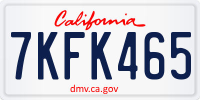 CA license plate 7KFK465