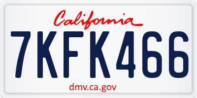 CA license plate 7KFK466