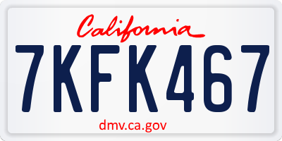CA license plate 7KFK467