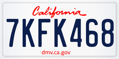 CA license plate 7KFK468