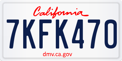 CA license plate 7KFK470