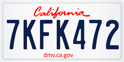 CA license plate 7KFK472