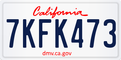 CA license plate 7KFK473