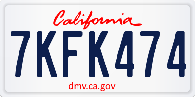CA license plate 7KFK474