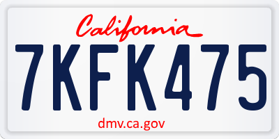 CA license plate 7KFK475