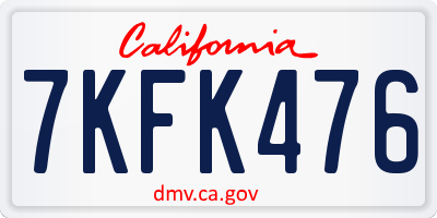 CA license plate 7KFK476