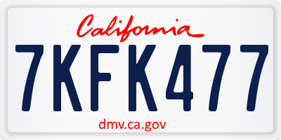 CA license plate 7KFK477