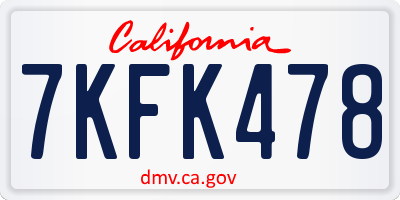 CA license plate 7KFK478