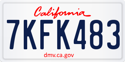 CA license plate 7KFK483