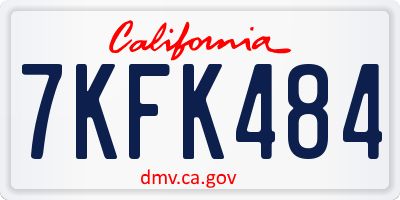 CA license plate 7KFK484