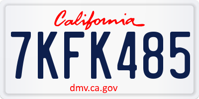 CA license plate 7KFK485