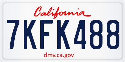 CA license plate 7KFK488