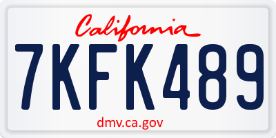 CA license plate 7KFK489