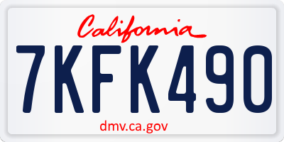 CA license plate 7KFK490