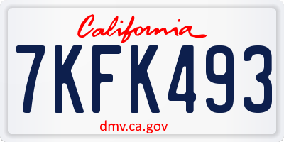 CA license plate 7KFK493