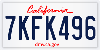 CA license plate 7KFK496