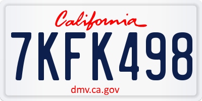 CA license plate 7KFK498