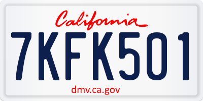 CA license plate 7KFK501