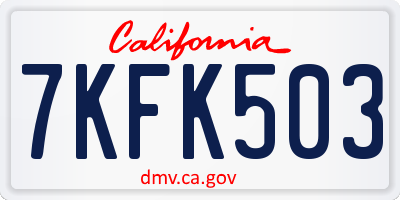 CA license plate 7KFK503