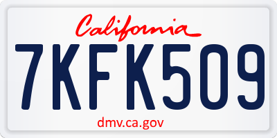 CA license plate 7KFK509
