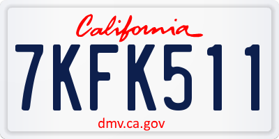 CA license plate 7KFK511