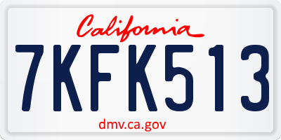 CA license plate 7KFK513